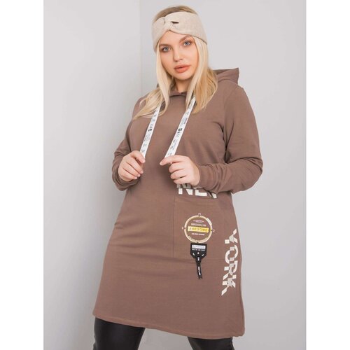 Fashion Hunters Plus size brown cotton tunic Slike