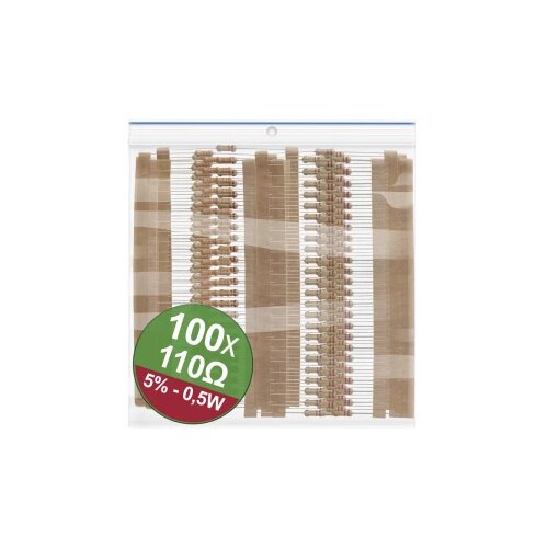 Quadrios 22P110 komplet ugljenoslojnih otpora 100 Ω aksijalno ožičen 0.5 W 5 % 1 Set Slike