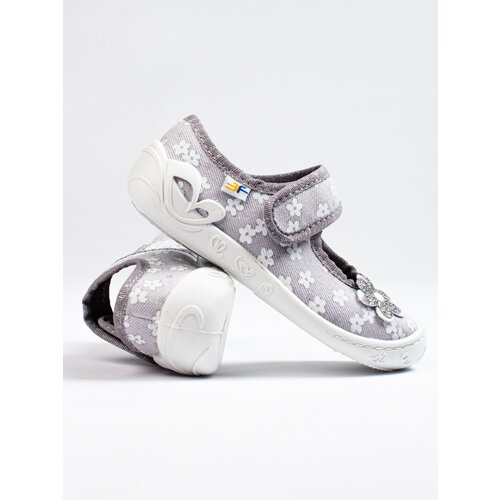 SHELOVET Gray slippers for girls with flowers 3F Slike