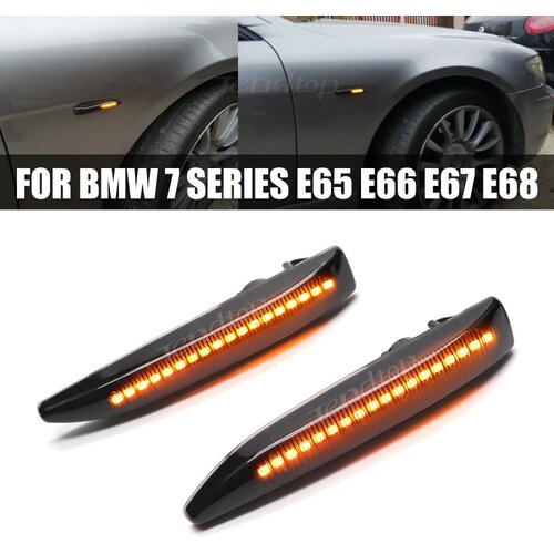  LED Dinamički migavci za BMW Serija 7 E65, E66, Zatamnjeni Slike
