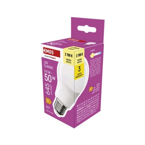  LED žarnica Classic A60 / E27 / 5,8 W (50 W) / 645 lm / toplo bela Cene