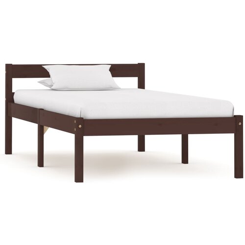 VidaXL Okvir za krevet od masivne borovine tamnosmeđi 90 x 200 cm Slike
