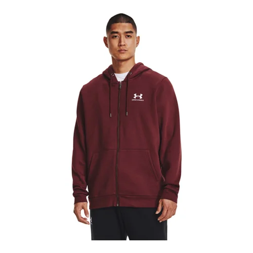 Under Armour UA Essential Fleece Full Zip Hoodie, Chestnut Red/White, (20489439-c569016)