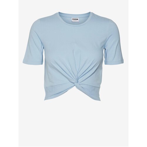 Noisy May Light blue womens cropped T-shirt with knot Twiggi - Women Slike