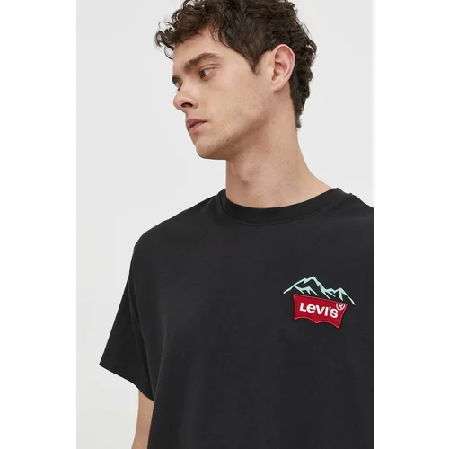 Levi's Pamučna majica za muškarce, boja: crna, s aplikacijom
