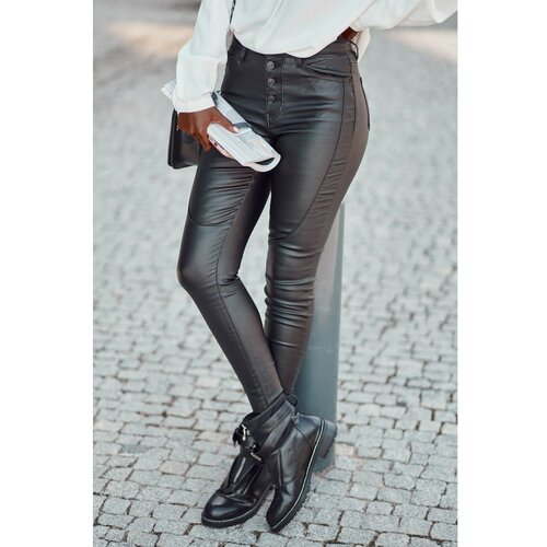 Fasardi Black eco leather pants Slike