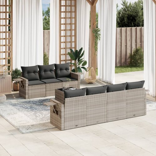 vidaXL 8-dijelni set vrtnih sofa od poliratana s jastucima svjetlosivi Cijene