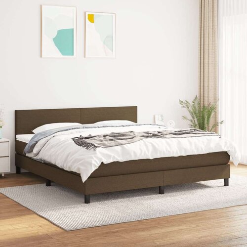  Krevet s oprugama i madracem tamnosmeđi 180x200 cm tkanina Slike
