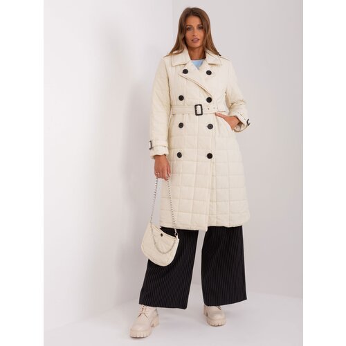 Fashion Hunters Light beige quilted winter jacket with bag Slike