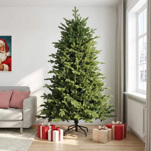  Umjetno božićno drvce s nogom 210 cm PVC i metal Zelena - 210 cm bez LED svjetala Cijene