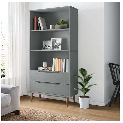  Regal za knjige MOLDE sivi 85x35x170 5 cm od masivne borovine Cijene
