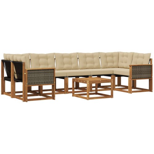 vidaXL Zunanja garnitura za sedenje z blazino 8 pcs Naravna in bež, (5000273599) Cene