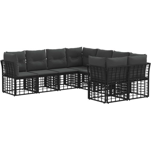  Set vanjskih sofa s jastukom 8 pcs Crna i tamno siva Poliester Cene