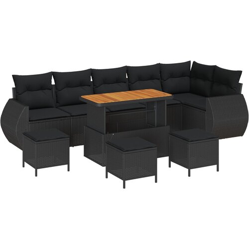 vidaXL 10 dijelni vrtni sofa set s jastučićima crni poli ratan akacija, 4 dijelni vrtni set s jastučićima crni poli ratan akacija Cijene