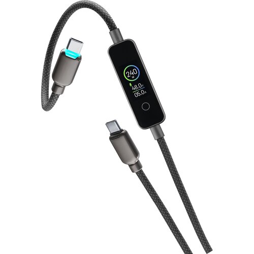 Cellular Line Pametni polnilni kabel PowerView z LED zaslonom (USB-C na USB-C) - 240 W, (5000177552) Cene