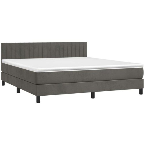 VidaXL Krevet box spring s madracem LED tamnosivi 180x200 cm bar&amp;scaron;un Slike