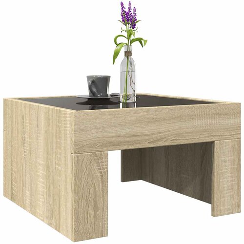  Stolić s beskonačnim LED svjetlima boja hrasta 50x50x30 cm Smeđa Slike