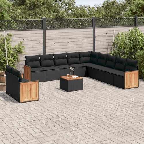 vidaXL 12-dijelni set vrtnih sofa od poliratana s jastucima crni Cijene