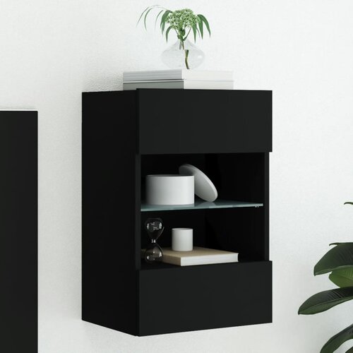  The Living Store Stenska TV omarica z LED lučkami črna 40x30x60,5 cm - TV Stenska Omarica, (21555691) Cene