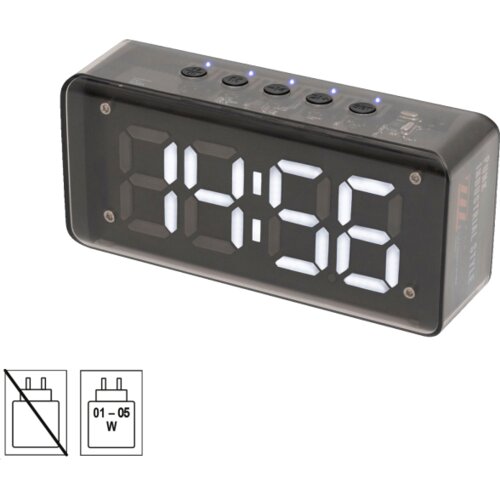Home Sat sa alarmom, FM radio, Bluetooth, microSD, USB, 3W &amp;ndash; MECHACLOCK Slike