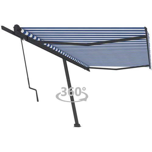 vidaXL prostostoječa avtomatska tenda 500x350 cm modra/bela Cene