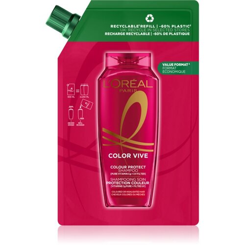 L&amp;acute;Or&amp;eacute;al Paris Elseve Color-Vive &amp;scaron;ampon za obojenu kosu Refill 500 ml Slike