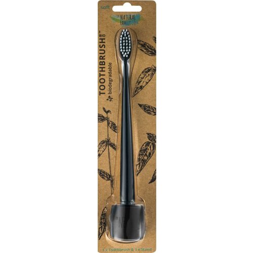 Natural Family CO. bio Toothbrush &amp;amp; Stand - Pirate Black Slike
