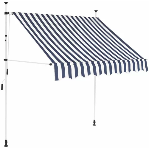 vidaXL Ročno zložljiva tenda 150 cm modre in bele črte