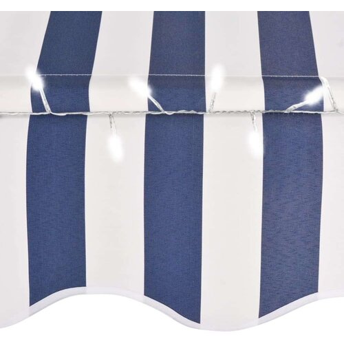  Tenda na ručno uvlačenje s LED svjetlima 300 cm plavo-bijela Slike