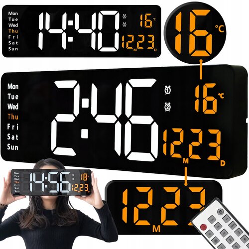 Moderna xxl led elektronička budilica 39cm usb + daljinski Slike