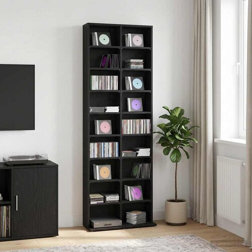 Cd ormar Crni hrast 65 x 23,5 x 175 cm Konstruirano drvo Cene