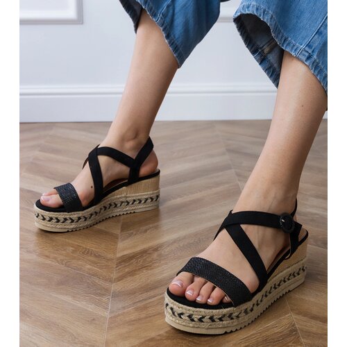 Gemre Black wedge espadrille sandals Sywiera Cene
