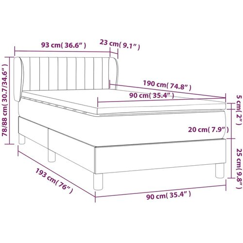 vidaXL Box spring krevet s madracem svjetlosivi 90x190 cm od tkanine Cijene