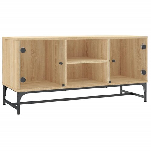 Maison Chic TV omarica - TV stojalo - Televizijska omarica s steklenimi vrati sonoma hrast 102x37x50 cm, (21702357) Cene
