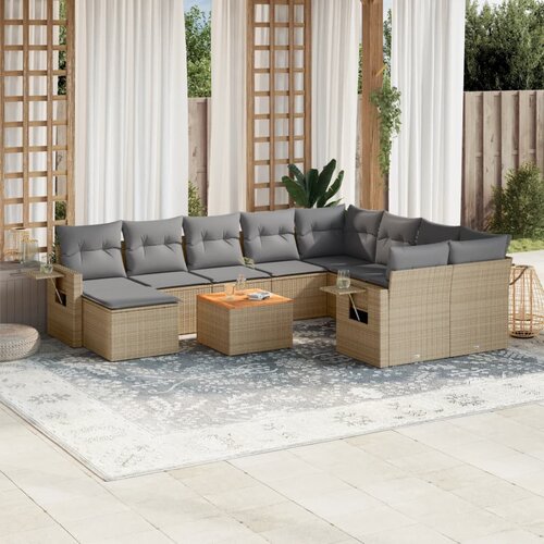 vidaXL 11-dijelni set vrtnih sofa s jastucima bež od poliratana Cijene