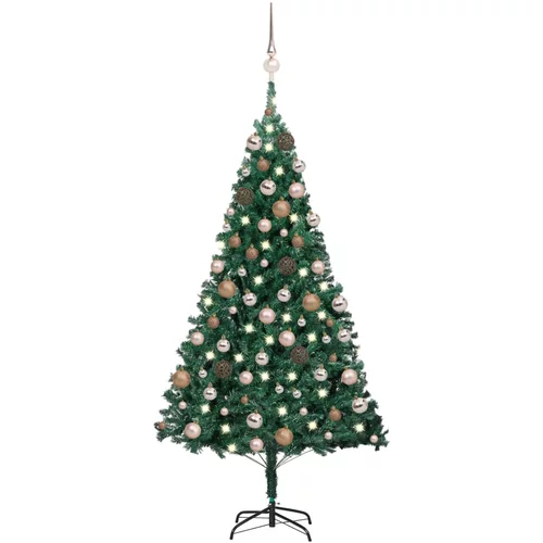  Umjetno božićno drvce LED s kuglicama zeleno 180 cm PVC