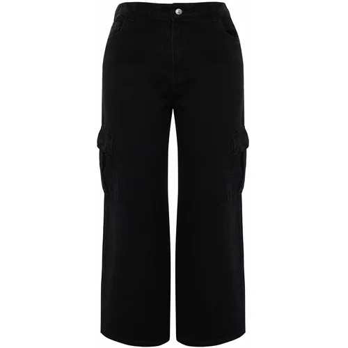 Trendyol Curve Black Cargo Pocket High Waist Wide Cut Jeans
