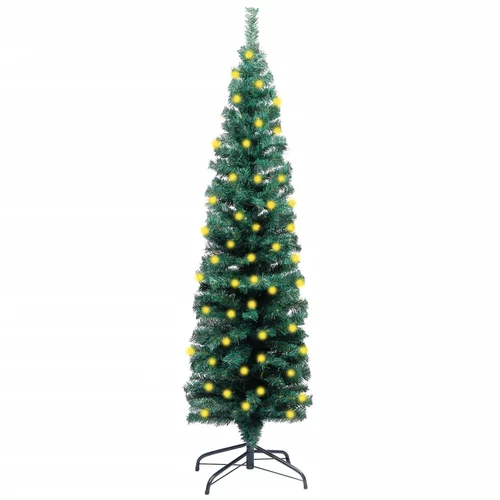 vidaXL usko umjetno božićno drvce LED sa stalkom zeleno 150 cm PVC