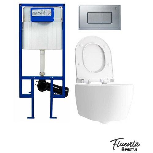 Peštan Set Fluenta Fit 80mm Ugradni vodokotlić+ Block hrom mat tipka + Turbo wc &scaron;olja sa daskom Cene