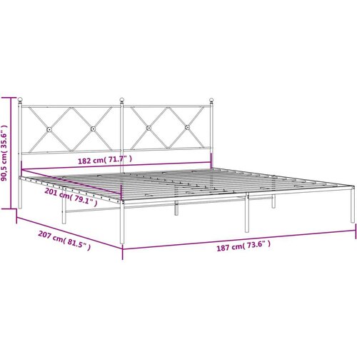 VidaXL metalni okvir za krevet s uzglavljem bijeli 180x200 cm Slike