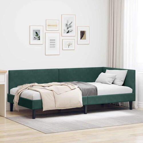  Kutni okvir kreveta Tamnozelena 80 cm x 200 cm Baršun Cene