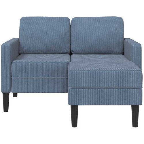 SOFA 2-sjed s ležaljkom u obliku slova L plava 125 cm lan Slike