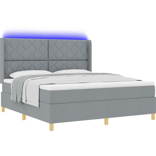 VidaXL Okvir kreveta s madracem i LED svjetlom svijetlosiva 180x200 cm tkanina Slike