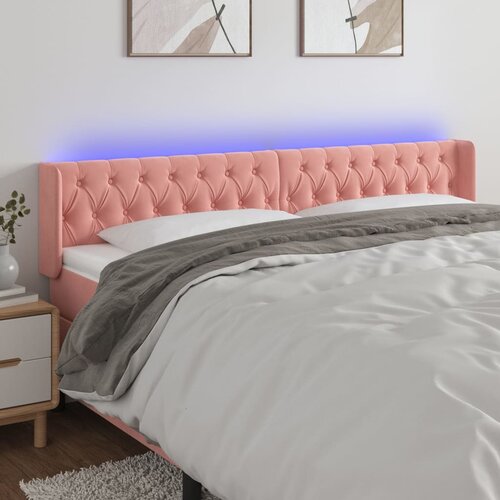 VidaXL LED posteljno vzglavje roza 183x16x78/88 cm žamet Slike