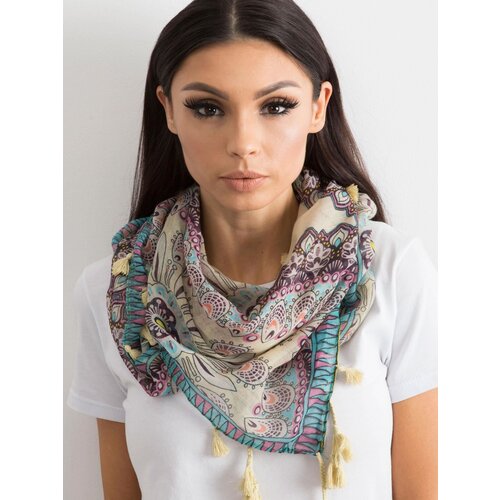 Fashion Hunters Light yellow scarf with ethnic pattern Cene