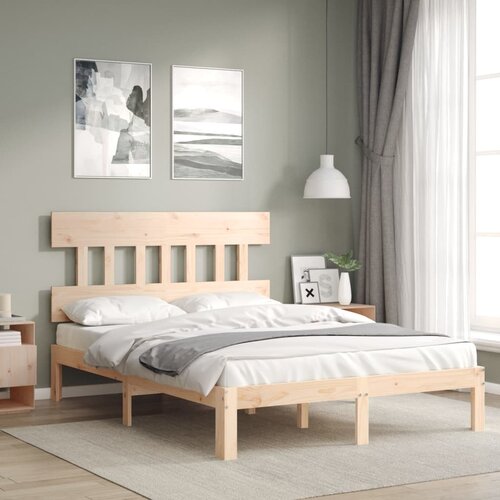 vidaXL Posteljni okvir z vzglavjem 140x200 cm trden les Cene