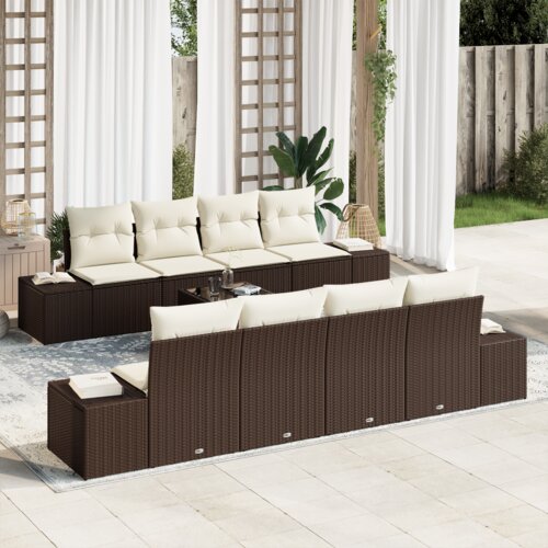 vidaXL 9-delni vrtni sofa komplet z blazinami rjava poli ratan Cene