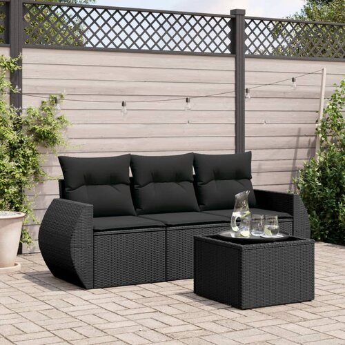 4-dijelni set vrtnih sofa od poliratana s jastucima crni Cijene