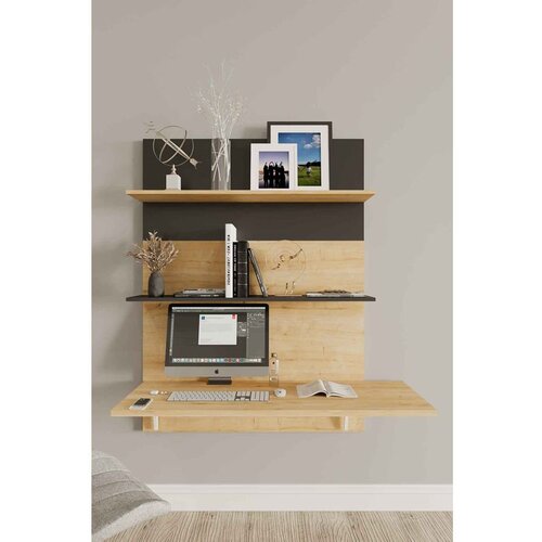 Hanah home pooh - sapphire oak, black sapphire oakblack study desk Slike