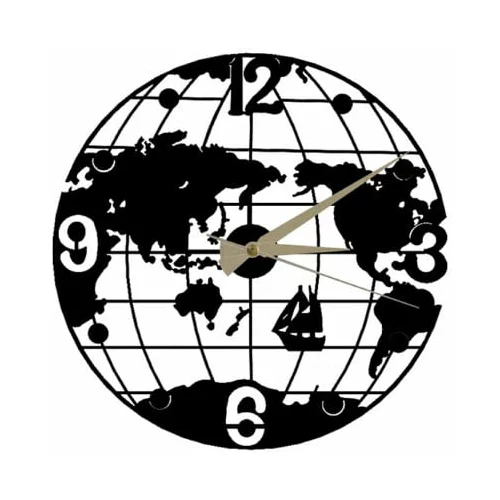 Ocean črna stenska ura Globe Clock, ⌀ 50 cm